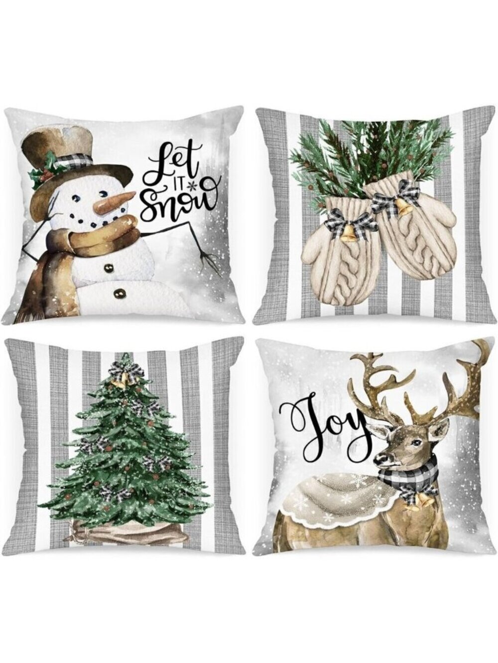 🆕 Christmas Throw Pillow Covers Xmas Snowman Gloves Elk Eucalyptus Cushion Home